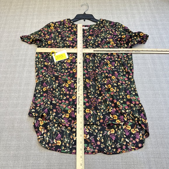Pleione Floral Print‎ Tunic Top Womens Small Short Sleeve Casual Blouse Boho - Picture 5 of 8